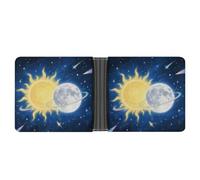 ERSTSNCK Moon Sun Wallet for Men Bifold Rfid Blocking Slim Money Clip Front Pocket Wallet Card Holder