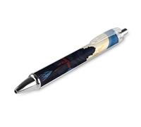 ERSTSNCK Moonlight Watercolor Style Ninja Black Ballpoint Pens Fine Point (0.5mm) Black Ink Pen Retractable Ball Point Pens with Comfortable Full Grip for Journaling, And Office Writing Ideal 1 PCS