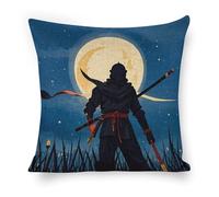 ERSTSNCK Moonlight Watercolor Style Ninja Pillow Covers 18"x18" Linen Throw Pillow Covers - Double Sided Decorative Square Cushion Cases for Sofa, Bed, Chair (No Insert Included)