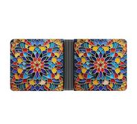 ERSTSNCK Moroccan Color Wallet for Men Bifold Rfid Blocking Slim Money Clip Front Pocket Wallet Card Holder