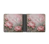 ERSTSNCK Moth Peony Cluster Wallet for Men Bifold Rfid Blocking Slim Money Clip Front Pocket Wallet Card Holder