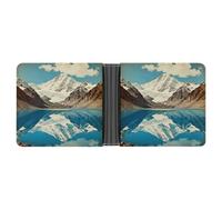 ERSTSNCK Mountain Lake Reflection Wallet for Men Bifold Rfid Blocking Slim Money Clip Front Pocket Wallet Card Holder