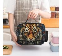ERSTSNCK Multiple Tiger Head Pictures Insulated Lunch Bag for Women Lunch Box Large Capacity, Leakproof Tote with Detachable Handles- 5-Hour Cold/Hot Retention Cooler Bag for Office, Picnic, Camping