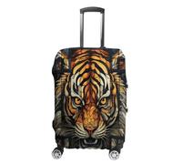 ERSTSNCK Multiple Tiger Head Pictures Luggage Suitcase Covers Elastic Washable Cute Luggage Protector Travel Suitcase Protective Cover For Adult (Fit 19-32 Inch Luggages) X-Large, white, S, Multiple
