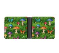 ERSTSNCK Mushroom Forest Green Wallet for Men Bifold Rfid Blocking Slim Money Clip Front Pocket Wallet Card Holder