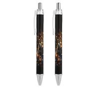 ERSTSNCK Musical Notes on Dark Background Black Ballpoint Pens Fine Point (0.5mm) Black Ink Pen Retractable Ball Point Pens with Comfortable Full Grip for Journaling, And Office Writing Ideal 2 PCS