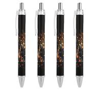 ERSTSNCK Musical Notes on Dark Background Black Ballpoint Pens Fine Point (0.5mm) Black Ink Pen Retractable Ball Point Pens with Comfortable Full Grip for Journaling, And Office Writing Ideal 4 PCS