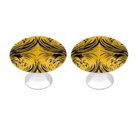 ERSTSNCK Mustard Yellow and Black Cabinet Knobs, 2-Pack Silver Stainless Steel Drawer Pulls with Screws, Elegant Hardware for Dressers, Kitchen,Cabinets & Desks