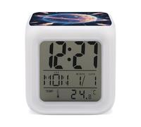 ERSTSNCK Mysterious Planet Night Light Alarm Clock LED Display Alarms for Bedroom Smart Digital Alarm Clock Wtih 7 Colorful Ambient Lights Sleep Timer for Heavy Sleepers Simple Operation