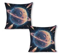 ERSTSNCK Mysterious Planet Pillow Covers 18"x18"（2pcs） Linen Throw Pillow Covers - Double Sided Decorative Square Cushion Cases for Sofa, Bed, Chair (No Insert Included)