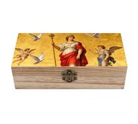 ERSTSNCK Myth Queen Wooden Storage Box Elegant Retro Jewelry Box with Hinged Lid Decorative Keepsake Boxes Decor Handmade Organizer Boxes for Wedding, Party, Gift, Diy Craft, Home Decor