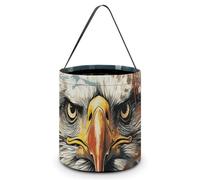 ERSTSNCK National Flag with Bald Eagle Halloween Candy Buckets Reusable Tote Candy Bag - Trick Or Treat Goody Bag with Handles