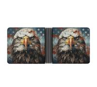 ERSTSNCK National Flag with Bald Eagle Wallet for Men Bifold Rfid Blocking Slim Money Clip Front Pocket Wallet Card Holder