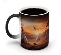 ERSTSNCK Native American Tribes Color Changing Mug 11 Oz Heat Changing Coffee Mugs Funny Magic Cup Heat Sensitive Ceramics Mug Novelty Coffee Cups Personalized Customized Gift Idea for Men & Women