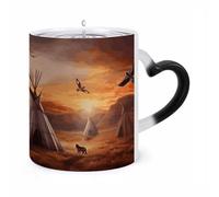 ERSTSNCK Native American Tribes Color Changing Mug Heat Changing Coffee Mugs Funny Magic Cup Heat Sensitive Travel Mug Novelty Coffee Cups Personalized Customized Gift Idea for Men & Women 11 Oz