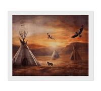 ERSTSNCK Native American Tribes Diamond Painting Kits for Adults 16"x20" 5D Diamond Art Kits for Beginners DIY Full Drill Round Diamonds Gem Art Crafts Painting for Home Wall Decor