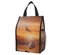ERSTSNCK Native American Tribes Insulated Lunch Bag Leakproof Insulated Cooler Bags Reusable Cooler Tote Foldable Lunchbox for Adult Women Men for Work Travel Picnic