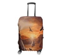 ERSTSNCK Native American Tribes Luggage Suitcase Covers Elastic Washable Cute Luggage Protector Travel Suitcase Protective Cover For Adult (Fit 19-32 Inch Luggages), white, L, Native American Tribes