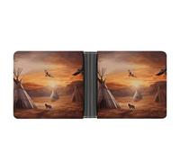 ERSTSNCK Native American Tribes Wallet for Men Bifold Rfid Blocking Slim Money Clip Front Pocket Wallet Card Holder