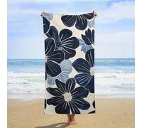 ERSTSNCK Navy Blue Flowers Beach Towel Oversized 31" X 63" Absorbent Towels Quick Dry Pool Towel Lightweight Bath Towels Sandproof Beach Blanket for Gym Swimming Sports Travel Gifts