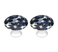 ERSTSNCK Navy Blue Flowers Cabinet Knobs 2-Pack Silver Stainless Steel Drawer Pulls with Screws Elegant Hardware for Dressers Kitchen Cabinets & Desks