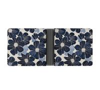 ERSTSNCK Navy Blue Flowers Wallet for Men Bifold Rfid Blocking Slim Money Clip Front Pocket Wallet Card Holder
