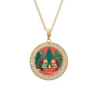 ERSTSNCK Necklace for Women Christmas Hedgehogs Round Alloy Diamond Pendant Necklaces Cute Elegant Pendant Charm Necklace Birthday Anniversary Jewelry Valentine's Day Gift, One size, Zinc, Diamond