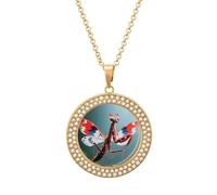 ERSTSNCK Necklace for Women Devil's Flower Mantis Round Alloy Diamond Pendant Necklaces Cute Elegant Pendant Charm Necklace Birthday Anniversary Jewelry Valentine's Day Gift, One size, Zinc, Diamond