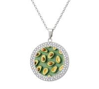 ERSTSNCK Necklace for Women Green Pattern Round Alloy Diamond Pendant Necklaces Cute Elegant Pendant Charm Necklace Birthday Anniversary Jewelry Valentine's Day Gift, One size, Zinc, Diamond