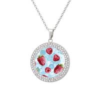 ERSTSNCK Necklace for Women Light Blue Pattern Round Alloy Diamond Pendant Necklaces Cute Elegant Pendant Charm Necklace Birthday Anniversary Jewelry Valentine's Day Gift, One size, Zinc, Diamond