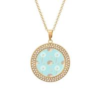ERSTSNCK Necklace for Women Mint Hedgehog Dandelion Round Alloy Diamond Pendant Necklaces Cute Elegant Pendant Charm Necklace Birthday Anniversary Jewelry Valentine's Day Gift, One size, Zinc, Diamond