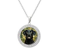 ERSTSNCK Necklace for Women Surrounded by Green Splash Circle Round Alloy Diamond Pendant Necklaces Cute Elegant Pendant Charm Necklace Birthday Anniversary Jewelry Valentine's Day Gift, One size