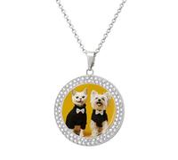 ERSTSNCK Necklace for Women Wearing A Black Sweater Round Alloy Diamond Pendant Necklaces Cute Elegant Pendant Charm Necklace Birthday Anniversary Jewelry Valentine's Day Gift, One Size, Zinc, Diamond