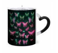 ERSTSNCK Neon Butterfly Color Changing Mug Heat Changing Coffee Mugs Funny Magic Cup Heat Sensitive Travel Mug Novelty Coffee Cups Personalized Customized Gift Idea for Men & Women 11 Oz