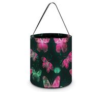 ERSTSNCK Neon Butterfly Halloween Candy Buckets Reusable Tote Candy Bag - Trick Or Treat Goody Bag with Handles
