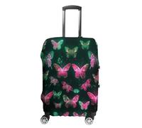 ERSTSNCK Neon Butterfly Luggage Suitcase Covers Elastic Washable Cute Luggage Protector Travel Suitcase Protective Cover For Adult (Fit 19-32 Inch Luggages) X-Large, white, M, Neon Butterfly