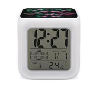 ERSTSNCK Neon Butterfly Night Light Alarm Clock LED Display Alarms for Bedroom Smart Digital Alarm Clock Wtih 7 Colorful Ambient Lights Sleep Timer for Heavy Sleepers Simple Operation