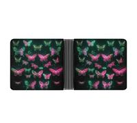 ERSTSNCK Neon Butterfly Wallet for Men Bifold Rfid Blocking Slim Money Clip Front Pocket Wallet Card Holder