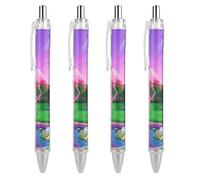 ERSTSNCK Neon Flamingo Pattern Black Ballpoint Pens Fine Point (0.5mm) Black Ink Pen Retractable Ball Point Pens with Comfortable Full Grip for Journaling, And Office Writing Ideal 4 PCS