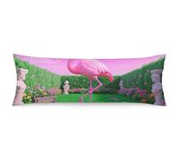 ERSTSNCK Neon Flamingo Pattern Body Pillow Pillowcase 20"x54" Lumbar Throw Pillow Covers with Hidden Zipper Breathable & Cozy Full Long Bodypillow Case Cover for Sleeping Bedroom Couch Sofa Decor