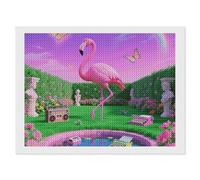 ERSTSNCK Neon Flamingo Pattern Diamond Painting Kits for Adults 12"x16" 5D Diamond Art Kits for Beginners DIY Full Drill Round Diamonds Gem Art Crafts Painting for Home Wall Decor