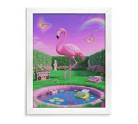 ERSTSNCK Neon Flamingo Pattern Diamond Painting Kits for Adults White Wood 40 * 50cm 5D Diamond Art Kits for Beginners Large DIY Full Drill Round Diamonds Gem Art Crafts Painting for Home Wall Decor