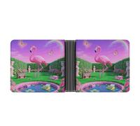 ERSTSNCK Neon Flamingo Pattern Wallet for Men Bifold Rfid Blocking Slim Money Clip Front Pocket Wallet Card Holder