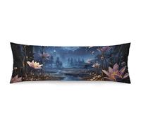 ERSTSNCK Night Stars and Flowers Body Pillow Pillowcase 20"x54" Lumbar Throw Pillow Covers with Hidden Zipper Breathable & Cozy Full Long Bodypillow Case Cover for Sleeping Bedroom Couch Sofa Decor