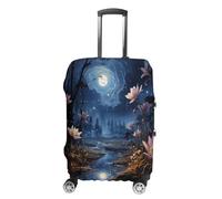 ERSTSNCK Night Stars And Flowers Luggage Suitcase Covers Elastic Washable Cute Luggage Protector Travel Suitcase Protective Cover For Adult (Fit 19-32 Inch Luggages) X-Large, white, XL, Night Stars