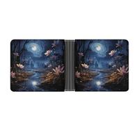 ERSTSNCK Night Stars And Flowers Wallet for Men Bifold Rfid Blocking Slim Money Clip Front Pocket Wallet Card Holder