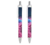 ERSTSNCK Noctiluca Bloom Black Ballpoint Pens Fine Point (0.5mm) Black Ink Pen Retractable Ball Point Pens with Comfortable Full Grip for Journaling, And Office Writing Ideal 2 PCS
