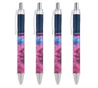 ERSTSNCK Noctiluca Bloom Black Ballpoint Pens Fine Point (0.5mm) Black Ink Pen Retractable Ball Point Pens with Comfortable Full Grip for Journaling, And Office Writing Ideal 4 PCS