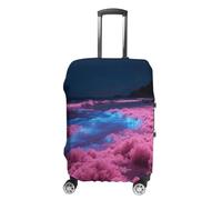 ERSTSNCK Noctiluca Bloom Luggage Suitcase Covers Elastic Washable Cute Luggage Protector Travel Suitcase Protective Cover For Adult (Fit 19-32 Inch Luggages), white, L, Noctiluca Bloom