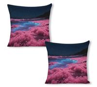 ERSTSNCK Noctiluca Bloom Pillow Covers 18"x18"（2pcs） Linen Throw Pillow Covers - Double Sided Decorative Square Cushion Cases for Sofa, Bed, Chair (No Insert Included)